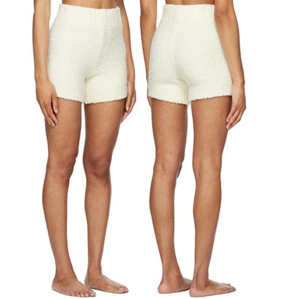 Skims Cozy Knit Women's Pull On Cozy Lounge Shorts Ivory